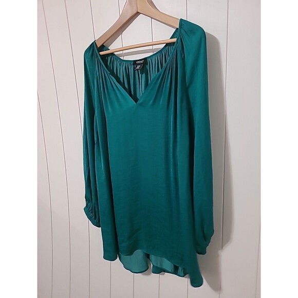 Jones Co Jones New York Top Womens 3X Green Plus Lightweight Festive Peasant - Picture 4 of 12